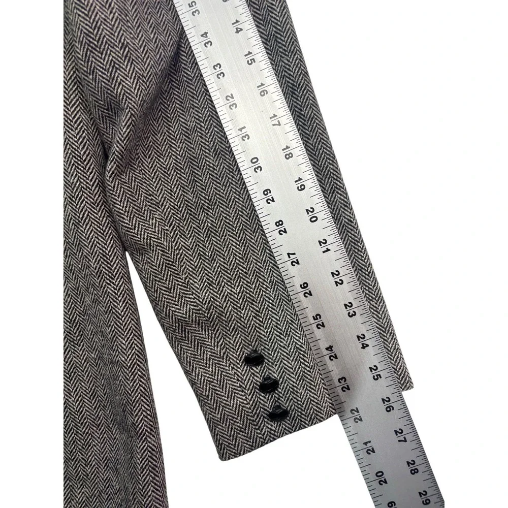 vtg Pioneer Wear Large Gray Herringbone Tweed Western Overcoat Velvet Blazer USA